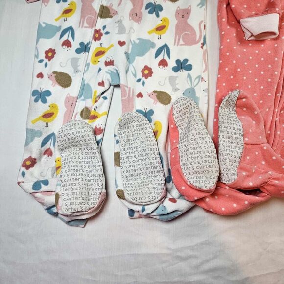 Set of 2 Carters Footed Fleece Pajamas Size 4T Forest Animals and Fairy Bear - Picture 5 of 7